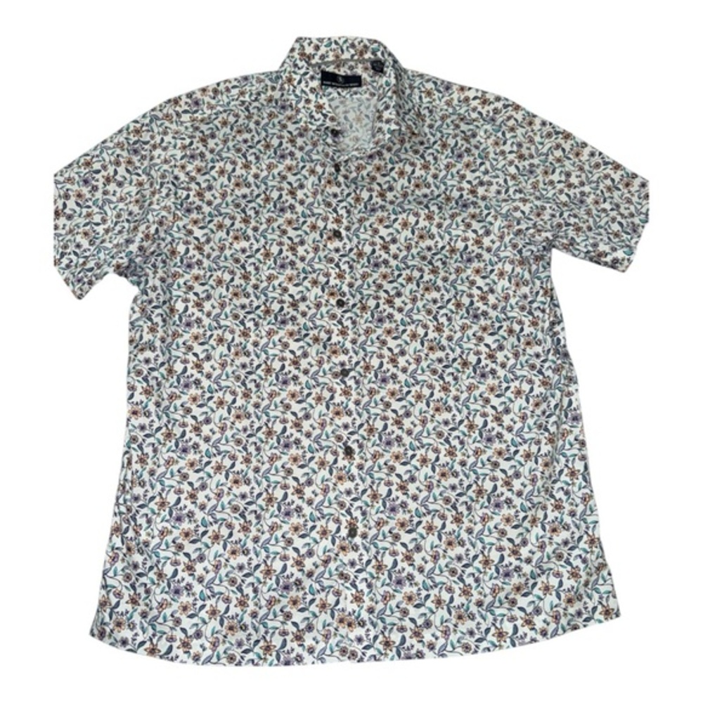 Hart Schaffner Marx Floral Short Sleeve Button Up Shirt Mens Size Large